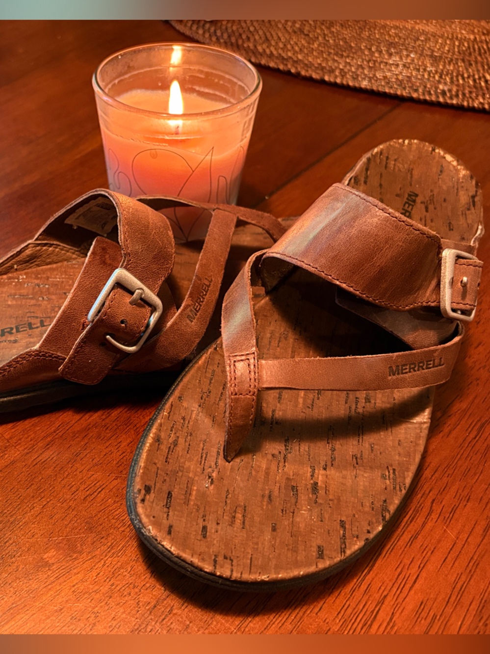 Women’s Merrell size 9 Brown Leather Slide Sandals